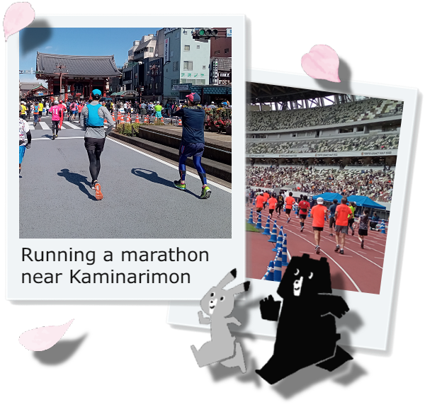 Running a marathon near Kaminarimon