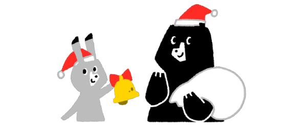 サンタの恰好をしたうさぎとクマのイラスト